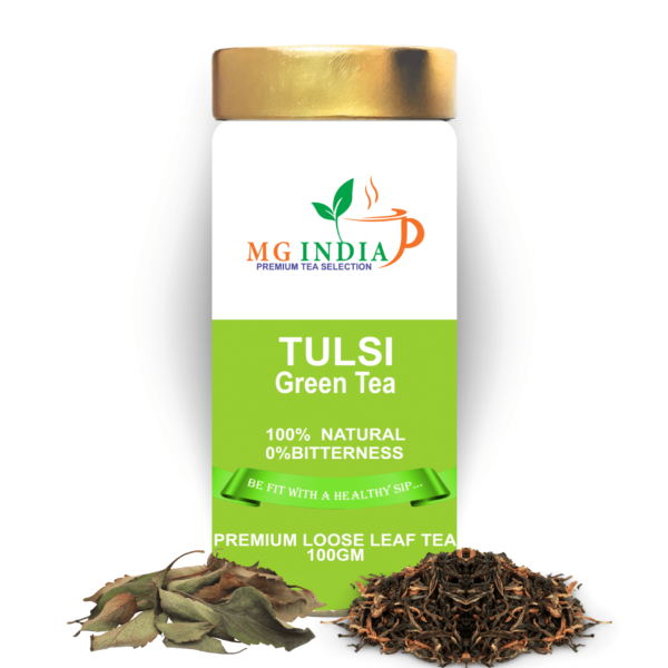 MG INDIA - Tulsi Green Tea -Immune Boosting Elixir – Reliefs stress, Reduces fever, Enhances metabolism, Supports Digestion, Dissolves Kidney Stones. 100% Natural