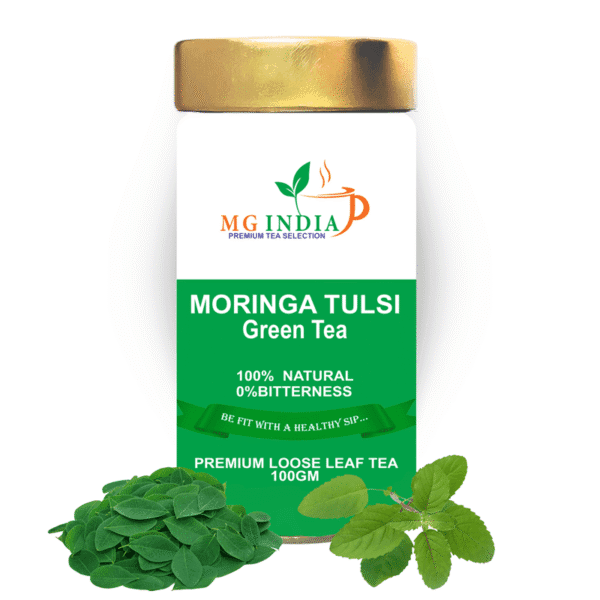 MG India Moringa Tulsi Green Tea 100g – Herbal Tea for Immunity, Detox & Weight Loss